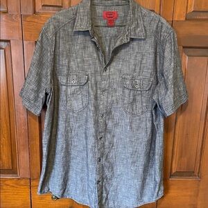 The Foundry Heather Gray Short-Sleeve Button-Down Shirt Size 2XLT.